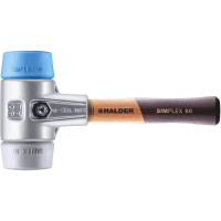 SIMPLEX-Schonhammer, TPE-soft / TPE-mid; mit Aluminiumgehäuse und hochwertigem extra kurzen Holzstiel | D=60 mm / Stielausführung=extra kurz | 3113.062