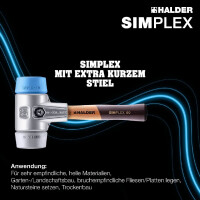 SIMPLEX-Schonhammer, TPE-soft / TPE-mid; mit Aluminiumgehäuse und hochwertigem extra kurzen Holzstiel | D=60 mm / Stielausführung=extra kurz | 3113.062