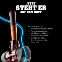 SIMPLEX-Schonhammer, Gummikomposition, mit Standfuß / TPE-mid; mit Tempergussgehäuse und hochwertigem extra kurzen Holzstiel | D=60 mm / Stielausführung=extra kurz | 3023.262