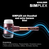 SIMPLEX-Schonhammer, Gummikomposition, mit Standfuß / Superplastik; mit Tempergussgehäuse und hochwertigem extra kurzen Holzstiel | D=60 mm / Stielausführung=extra kurz | 3027.262
