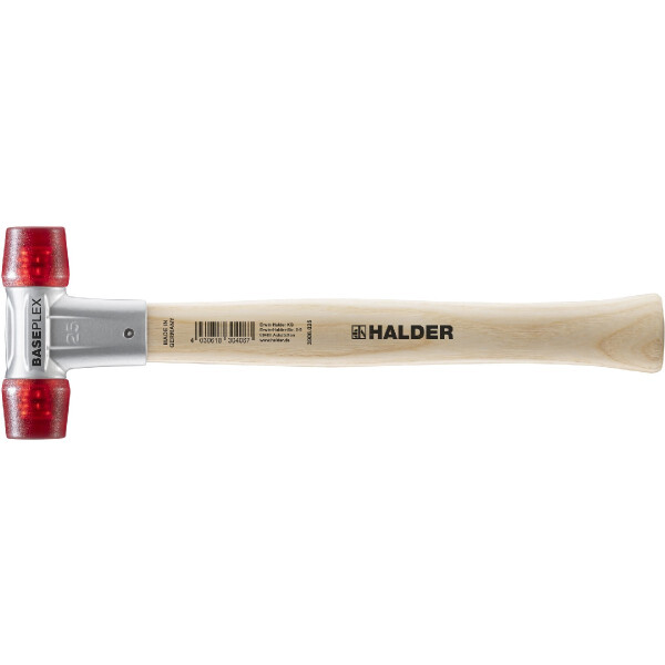BASEPLEX-Schonhammer, Celluloseacetat / Celluloseacetat mit Zinkdruckguss-Gehäuse und Holzstiel | D=25 mm | 3906.025