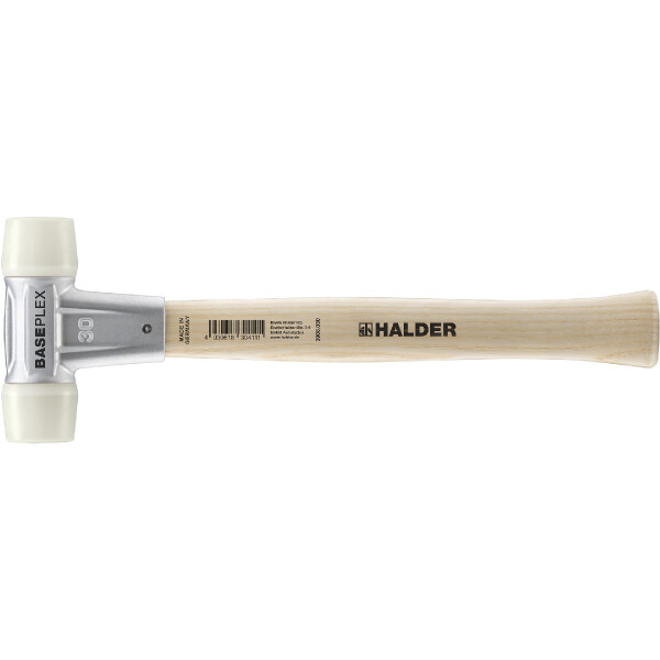 BASEPLEX-Schonhammer, Nylon / Nylon mit Zinkdruckguss-Gehäuse und Holzstiel | D=30 mm | 3908.030