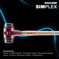 SIMPLEX-Vorschlaghammer, Gummikomposition; mit Tempergussgehäuse und Hickorystiel | D=100 mm | 3002.100