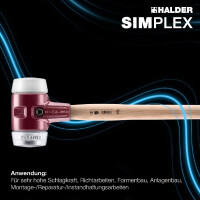 SIMPLEX-Vorschlaghammer, Superplastik / Weichmetall; mit Tempergussgehäuse und Hickorystiel | D=80 mm | 3079.081