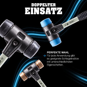 SIMPLEX-Vorschlaghammer, Weichmetall; mit verstärktem Tempergussgehäuse und Fiberglasstiel | D=80 mm | 3709.081