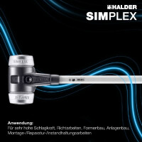 SIMPLEX-Vorschlaghammer, Weichmetall; mit verstärktem Tempergussgehäuse und Fiberglasstiel | D=80 mm | 3709.081