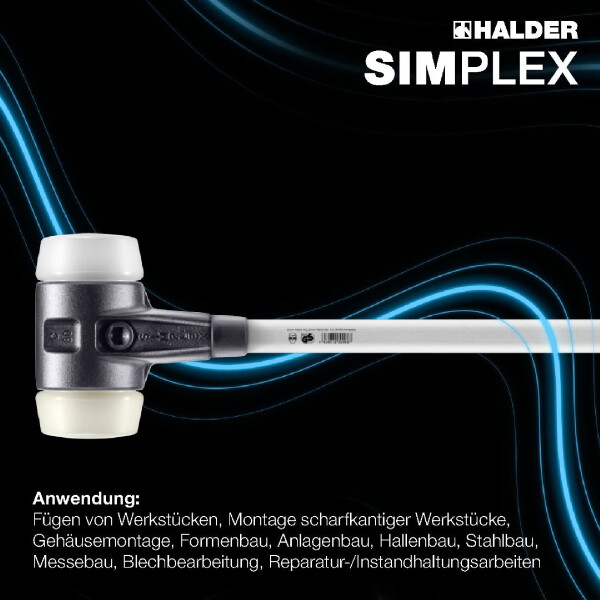 SIMPLEX-Vorschlaghammer, Superplastik / Nylon; mit verstärktem Tempergussgehäuse und Fiberglasstiel | D=80 mm | 3778.081