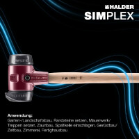 SIMPLEX-Vorschlaghammer, Gummikomposition, mit Standfuß / Gummikomposition; mit Tempergussgehäuse und Hickorystiel | D=60 mm | 3022.261