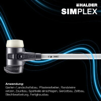 SIMPLEX-Vorschlaghammer, Gummikomposition mit Standfuß / Nylon; mit verstärktem Tempergussgehäuse und Fiberglasstiel | D=80 mm | 3728.281