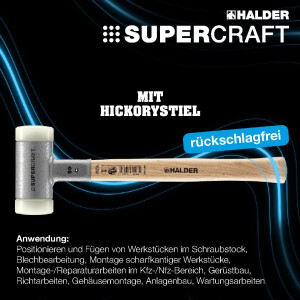 SUPERCRAFT-Schonhammer, mit schwingungsdämpfendem, ergonomisch geformtem und lackiertem Hickorystiel | D=80 mm | 3366.080