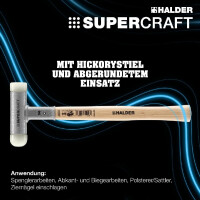 SUPERCRAFT-Schonhammer, mit schwingungsdämpfendem, ergonomisch geformtem und lackiertem Hickorystiel und abgerundetem Einsatz | D=25 mm | 3366.225