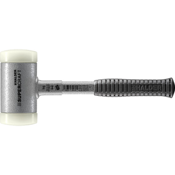 SUPERCRAFT-Schonhammer, mit bruchsicherem Stahlrohrstiel und ergonomisch geformtem, rutschsicherem Griff | D=70 mm | 3377.070