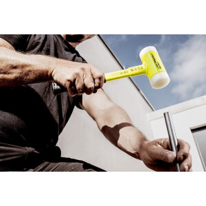SUPERCRAFT-Schonhammer, mit bruchsicherem Stahlrohrstiel, gelb-fluoreszierend beschichtet und ergonomisch geformtem, rutschsicherem Griff | D=30 mm | 3377.130