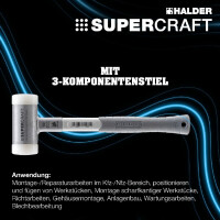 SUPERCRAFT-Schonhammer, mit ergonomisch geformtem, rutsch- und bruchsicherem 3-Komponentenstiel | D=60 mm | 3399.060
