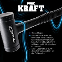 BLACKCRAFT-Schonhammer, mit bruchsicherem Stahlrohrstiel, PUR ummantelt und ergonomisch geformtem, rutschsicherem Griff | D=50 mm | 3379.050