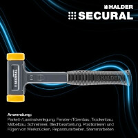 SECURAL-Schonhammer, Kopf und Stiel bruchsicher aus einem Stück Stahl, Schlageinsätze rechteckig | l=35 mm / b=45 mm | 3380.045