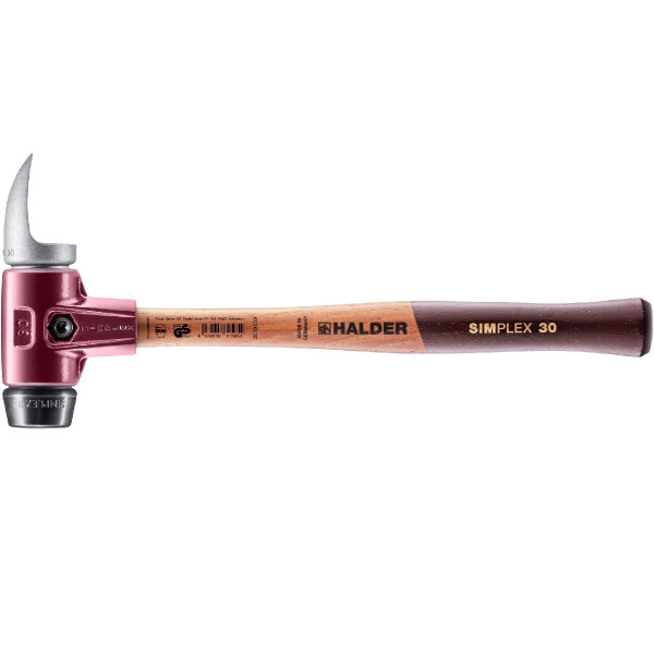 SIMPLEX-Schonhammer, Gummikomposition / Weichmetall-Hackeinsatz; mit Tempergussgehäuse und hochwertigem Holzstiel | D=30 mm | 3029.039