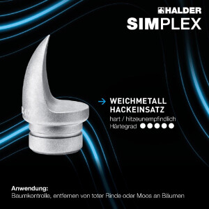 SIMPLEX-Schonhammer, Gummikomposition / Weichmetall-Hackeinsatz; mit Tempergussgehäuse und hochwertigem Holzstiel | D=40 mm | 3029.049