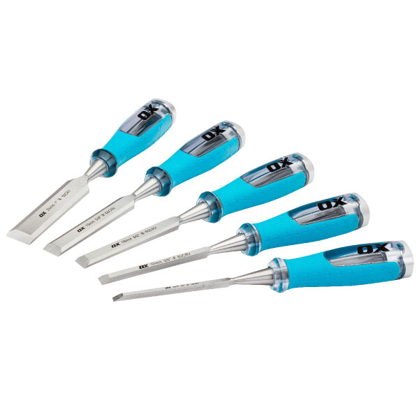 Ox Tools OX-P371005  Pro 5-teiliges Holzmeißel-Set im Velcro-Etui