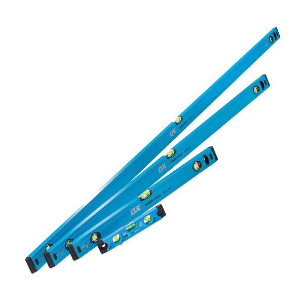 Ox Tools OX-T500404  Trade 4-teiliges Wasserwaage-Set - 600, 1200 & 1800mm Trade Wasserwaage und Trade 230mm Torpedolevel
