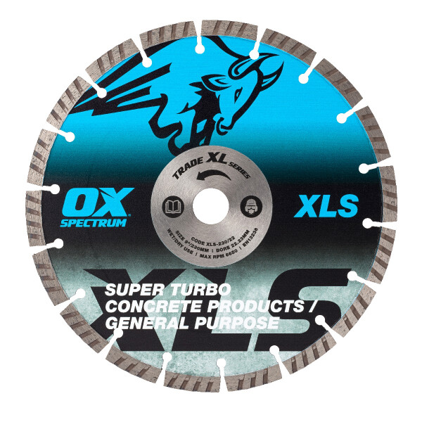 Ox Tools XLS-230/22  Trade XL Super - Turbo segmentierte Diamanttrennscheibe - Beton & GP - 230/22.23mm