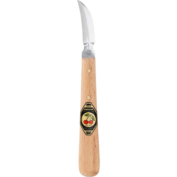 Kirschen 3353000 Kerbschnitzmesser mit Weißbuchenheft mit doppelseitiger, gebogener Schneide