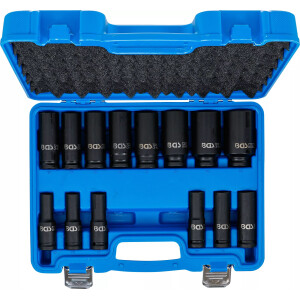 Kraft-Steckschlüssel-Einsatz-Satz Sechskant | Antrieb Innenvierkant 12,5 mm (1/2") | SW 10 - 32 mm | 14-tlg.