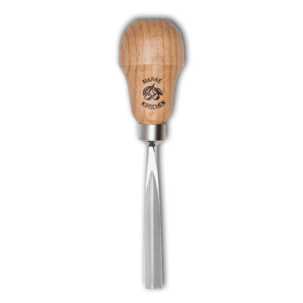 Kirschen 5639004 Kerbschnitzbeitel mit Rotbuchenheft, 4 mm Stich 39, gerade, V-förmige Schneide, Birnenform