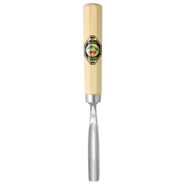 Kirschen 3215006 Kerbschnitzbeitel mit Weißbuchenheft, 6 mm Stich 6, gebogen, flache Höhlung, Achtkantform