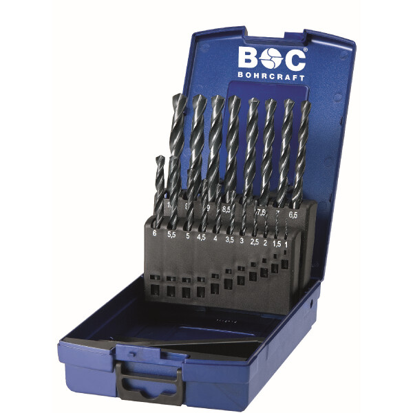 Bohrcraft Spiralbohrer kurz KR10 HSS-R ABS-Box /1-10x0,5/19-tlg.