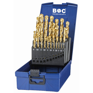 Bohrcraft Spiralbohrer kurz KT13 HSS-TiN ABS-Box...
