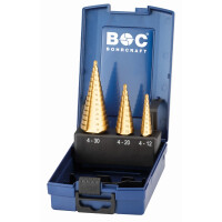 Bohrcraft Stufenbohrer gerade Nut STB3-K TiN Stufenb. ABS // Gr. 1-2A-3A/3-tlg.