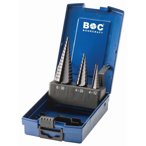 Bohrcraft Stufenbohrer gerade Nut STB3-K TiAlN Stufenb. ABS // Gr. 1-2A-3A/3-tlg.