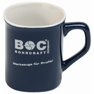 Bohrcraft  Kaffeetasse, blau mit Aufdruck