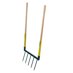 LEBORGNE Doppelgrabegabel 5 Zinken mit Holzgriff