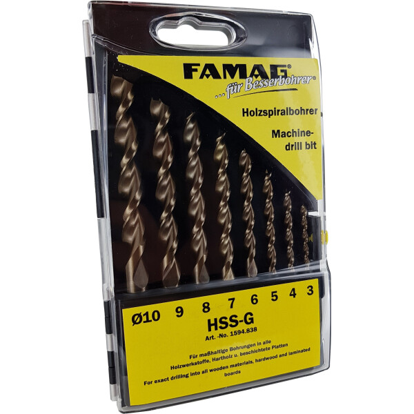 FAMAG 1594.838 Holzspiralbohrer-Satz HSS-G 8-tlg.