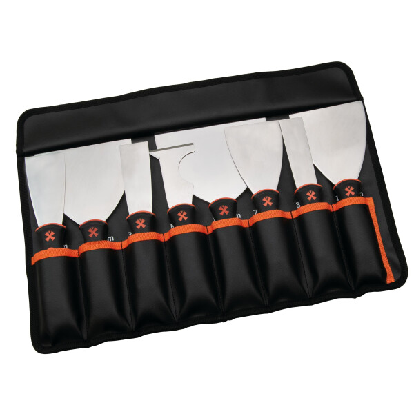 MONDELIN Spachtelset 8 tlg.. 2-K-Griff in Textiltasche