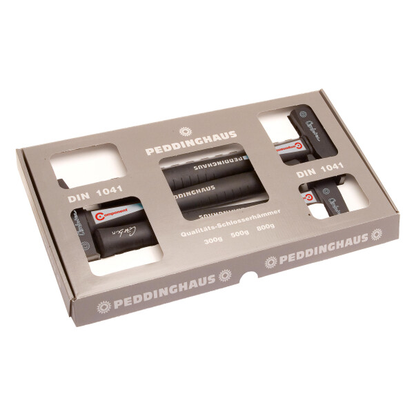 PEDDINGHAUS Schlosserhammersatz Carbotec 3-teilig mit 300-500-800 g mit Carbotec 4-K Stiel DIN 1041