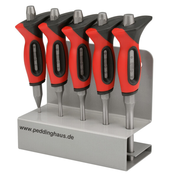 PEDDINGHAUS Splintentreibersatz Super-Grip 5-teilig 3-4-5-6-8 mm in Metallstaender mit NERTECH 2-K-Griff