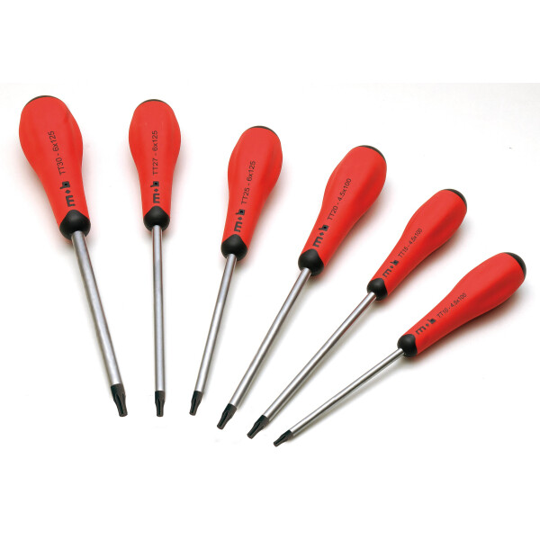 MOB Schraubendrehersatz Redgrip 6 Teilig Tampertorx Tt10 / 15 / 20 / 25 / 27 / 30