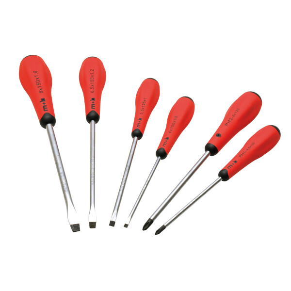 MOB Schraubendrehersatz Redgrip 6-Teilig 4X Schlitz / 2X Ph