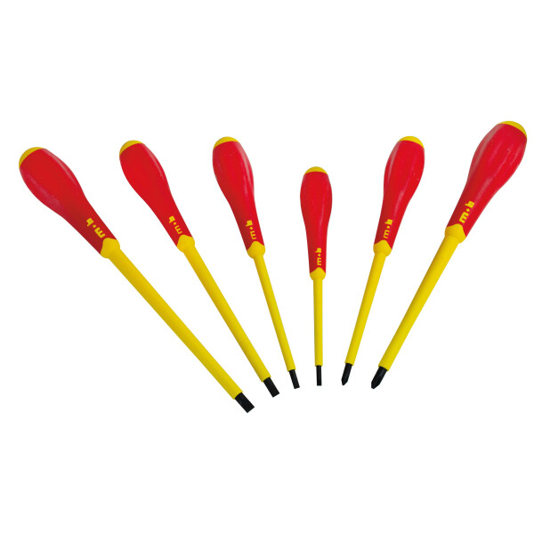 MOB Schraubendrehersatz Redgrip 6-Teilig -VDE-Geprüft- 4X Schlicht / 2X Ph