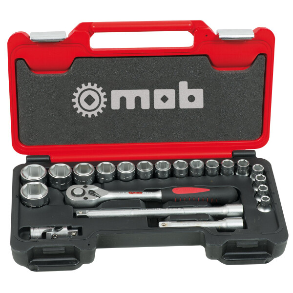 MOB Fusion Box Steckschlusselsatz 21-Teilig 1 / 2 Zoll 6 Kant Hebelumschaltknarre