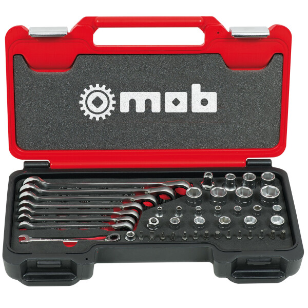 MOB Fusion Box Ratschenschlüssel- und Stecknusssatz 44-Teilig 1 / 4+1 / 2 Inkl. Adapter für Bits