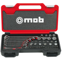 MOB Fusion Box Ratschenschlüssel- und Stecknusssatz 44-Teilig 1 / 4+1 / 2 Inkl. Adapter für Bits
