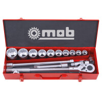 MOB Steckschlüsselsatz 3 / 4 Zoll 12 Kant 16 Teilig in Metalbox