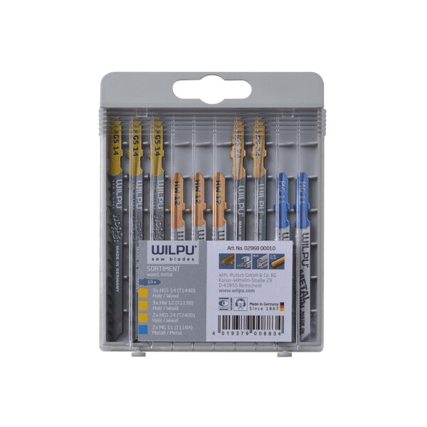 WILPU 0296800010 Stichsaegeblatt Einnockenschaft T-Aufnahme 10-er Sortiment Holz / Metall 10 Stk.