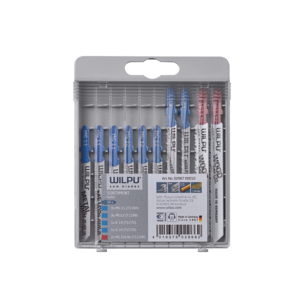 WILPU 0296700010 Stichsaegeblatt Einnockenschaft T-Aufnahme 10-er Sortiment Metall 10 Stk.