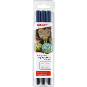 edding 4-1255-3-017  1255 Kalligrafiestift 3er-Set stahlblau