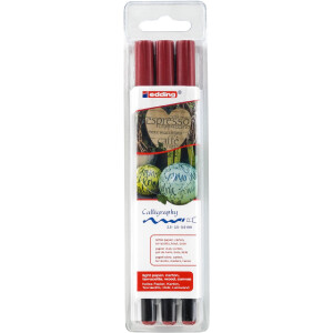 edding 4-1255-3-046  1255 Kalligrafiestift 3er-Set karmesin